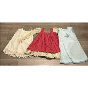 Girls Homemade Dress Set of 3 Size 7 8 April Cornell Cottagecore Homestead Lace